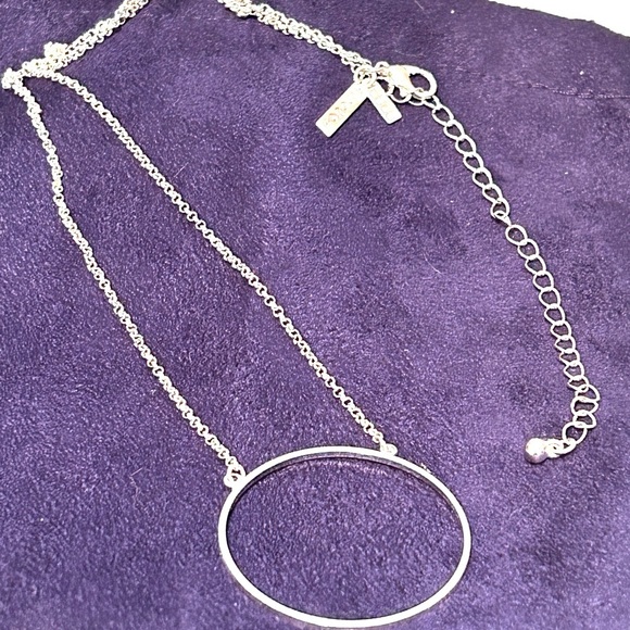 ✨Beautiful Delicate Rare Lele Sadoughi Silver Circle Necklace - Picture 2 of 16